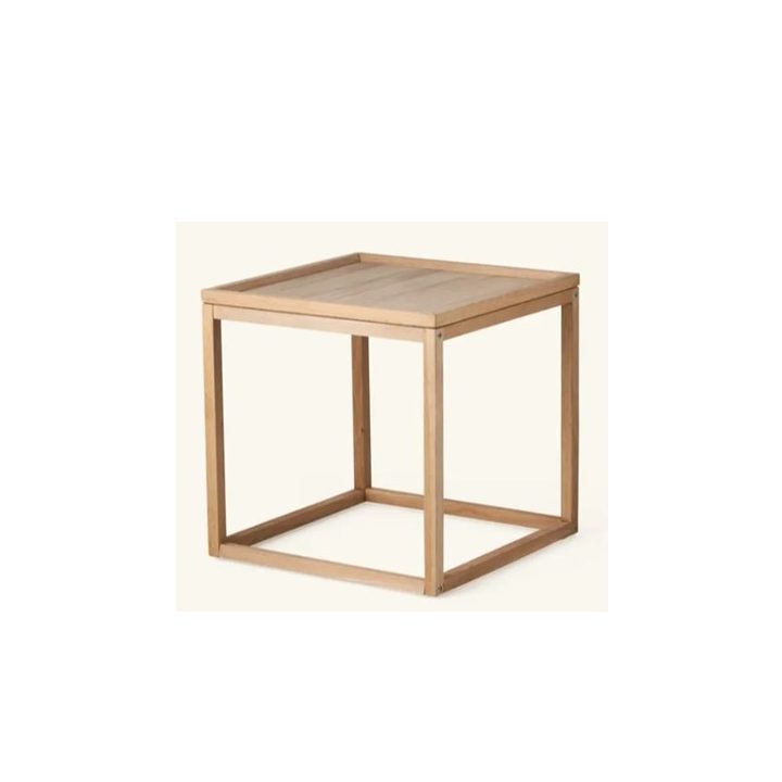 Sofabord i egetræ, kvadratisk, h:50 b:50 d:50 cm