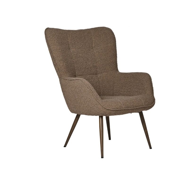 Loungestol i brunt møbelstof, h:98 b:72 d:80 cm