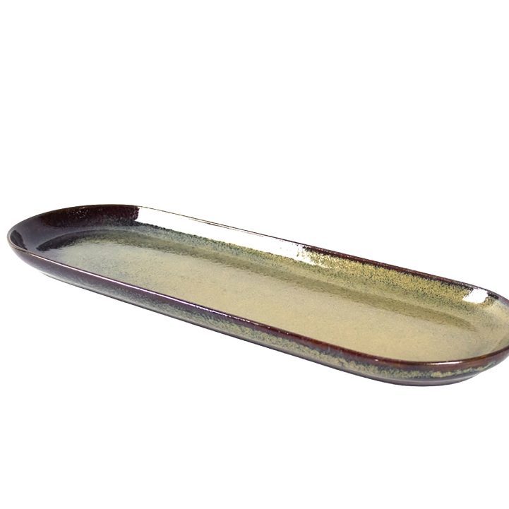 Fad "Bergqvist" stentøj brun/grøn, 45x15 cm